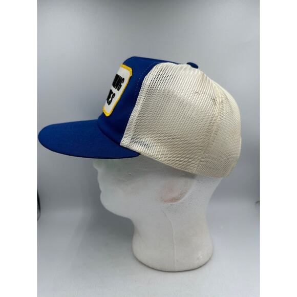 Vtg Modern Living Mobile Homes Trucker Hat Patch Cap Snapback Blue Mesh USA S/M - Picture 5 of 9
